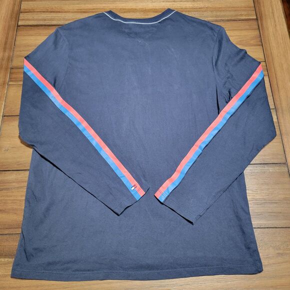 Tommy Hilfiger Graphic LS Tee Dark Navy Stripes on Arms - Size Medium - Picture 3 of 5